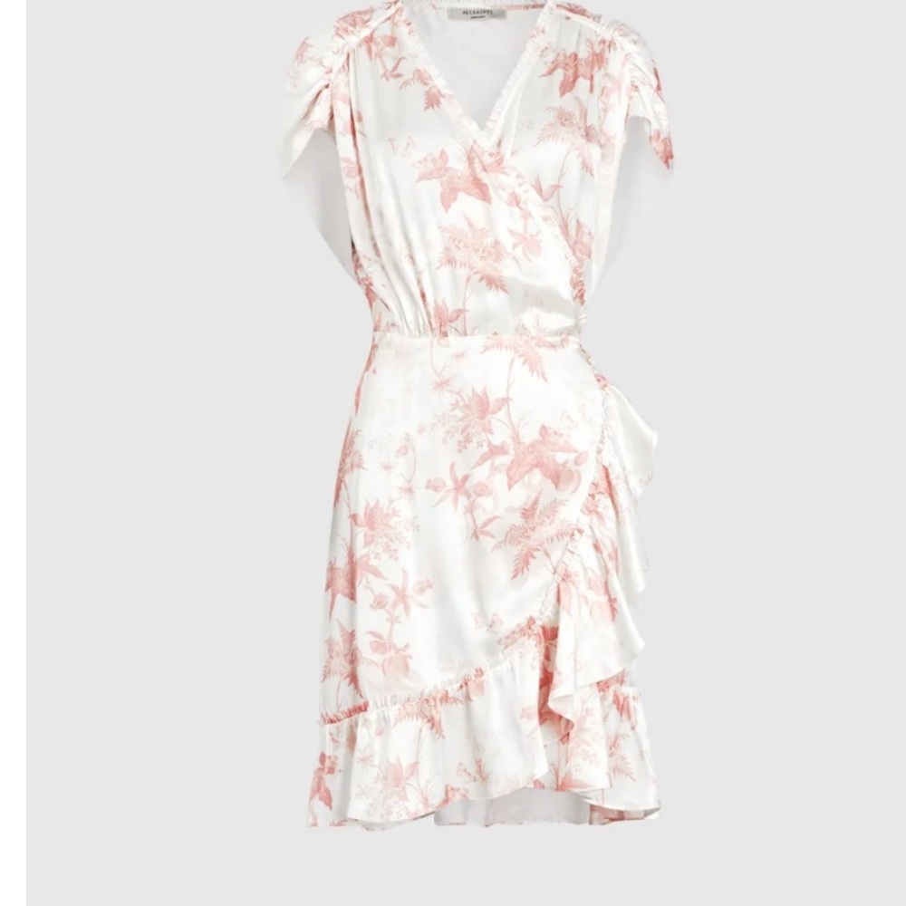 ALL SAINTS Zini Evolution Flower Dress Pink White XS US 0